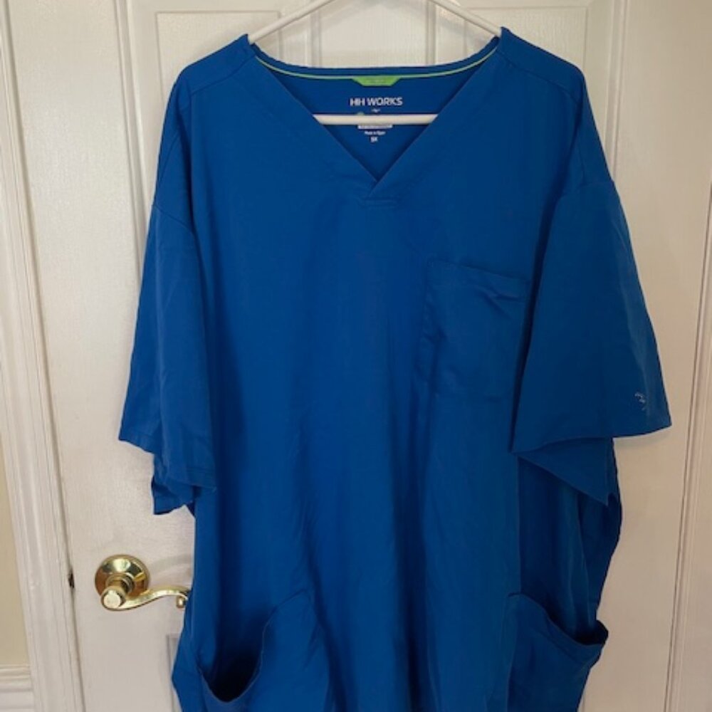 Healing Hands Blue Scrub Top for Women with 3 Pockets, Stretch size 5X